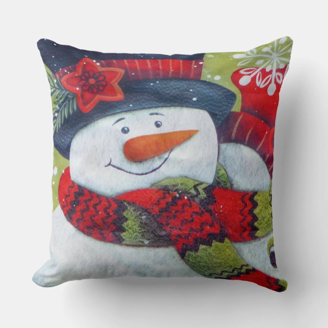 Almofada Snowman Vestindo Travesseiro Scarf (Frente)