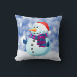 Almofada Snowman Winter Merry Christmas Snow<br><div class="desc">Snowman Winter Feliz Travesseiro de Neve de Natal.Bonito Snowman no Travesseiro do Tema de Natal da neve.</div>