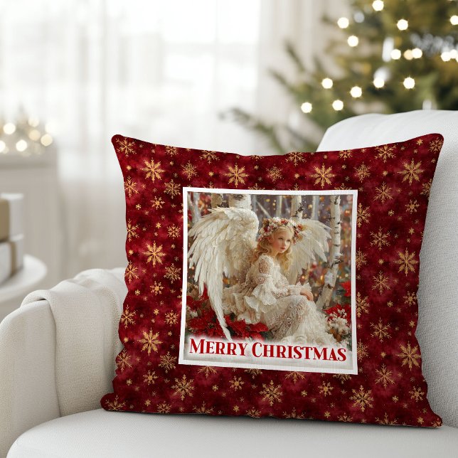 Almofada Snug Angel Red Gold Christmas Pillow Gift (Snug Angel Red Gold Christmas Pillow Gift)