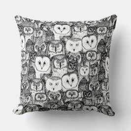 Almofada só coruja preto branco