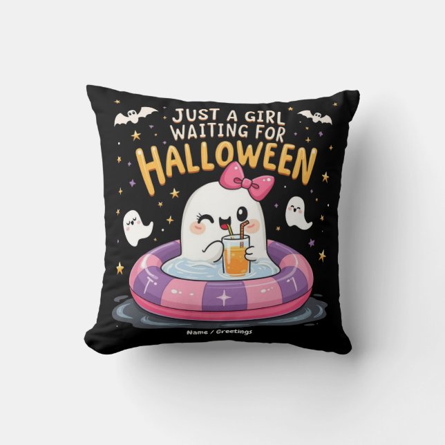 Almofada Só Uma Garota Esperando O Verão De Halloween (Frente)