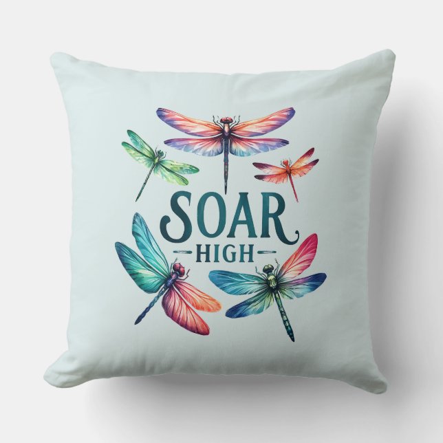 Almofada Soar Alto - Dragonfly Colorida Inspirational (Frente)