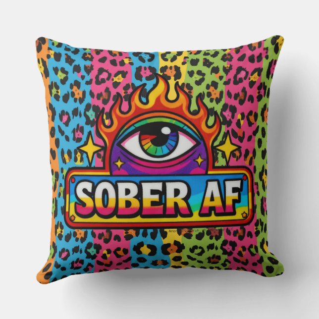 Almofada Sober AF - Impressão de leopardo arco-íris -  (Verso)