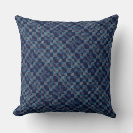 Almofada Sobreposição azul verificada com aspecto tecido da