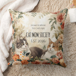 Almofada Sociedade Floral de Gatos Mãe Botânica Vintage Dec