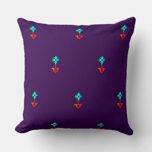 Almofada Sofá com Acento Roxo Flor Azul