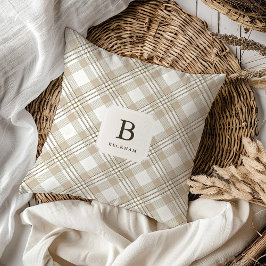 Almofada Soft Beige Gingham Monogram Festive