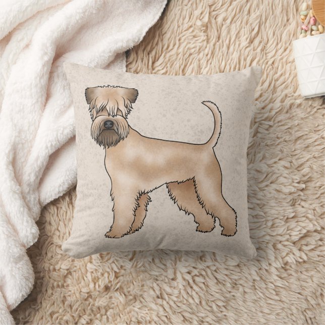 Almofada Soft-Coated Wheaten Terrier Cachorro Fofo em Bege (Cobertor)