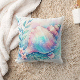 Almofada Soft Iridescent Pastel Hues Conch Seashell