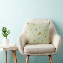 Almofada Soft Olive Japanese Sunflower Floral Pattern クッション