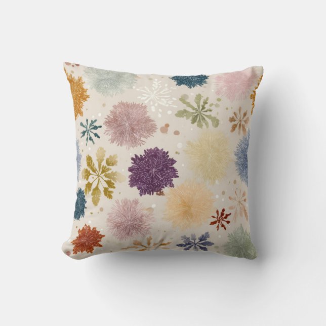 Almofada Soft Pastel Snowflake Floral Throw Pillow – Warm B (Frente)
