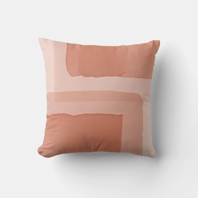 Almofada Soft Peach & Clay Aquarela Geométrico Decorativo (Frente)