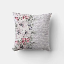 Almofada Soft Pink Florals on Geometric Gray
