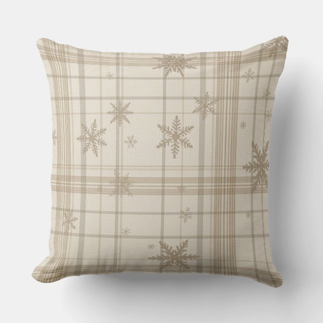 Almofada Soft Snowflake Gingham Plaid Throw Pillow (Frente)