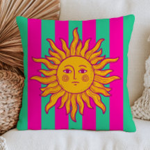 Sol Boêmio em Listras Rosa Fúcsia e Verde Retro