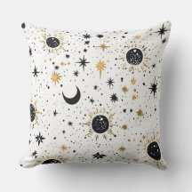 Sol Lua Estrelas Celestiais Preto e Dourado