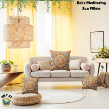 Sol Meditante Laranja Amarelo-Boho