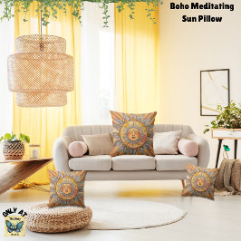 Almofada Sol Meditante Laranja Amarelo-Boho