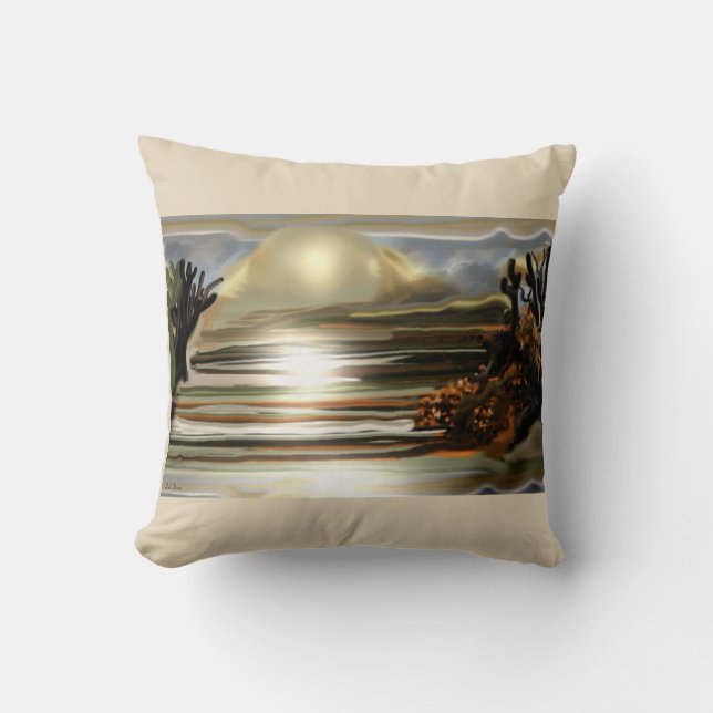 Almofada Sol Sobe No Deserto A Abstrato Art Sudoeste (Frente)