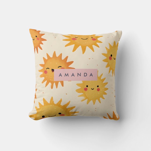 Almofada Sol Sorridente e Feliz, Simpático E Personalizado (Frente)