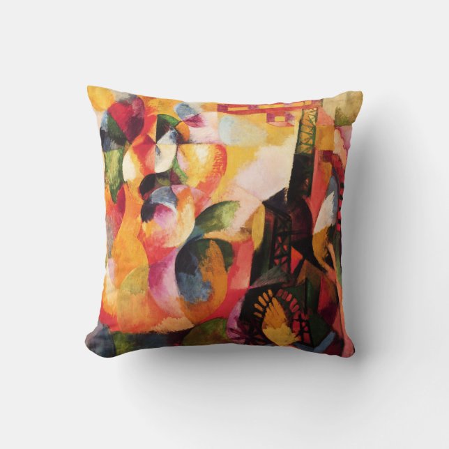 Almofada Sol, Torre, Avião, Estilo de Pintura de Belas Arte (Frente)