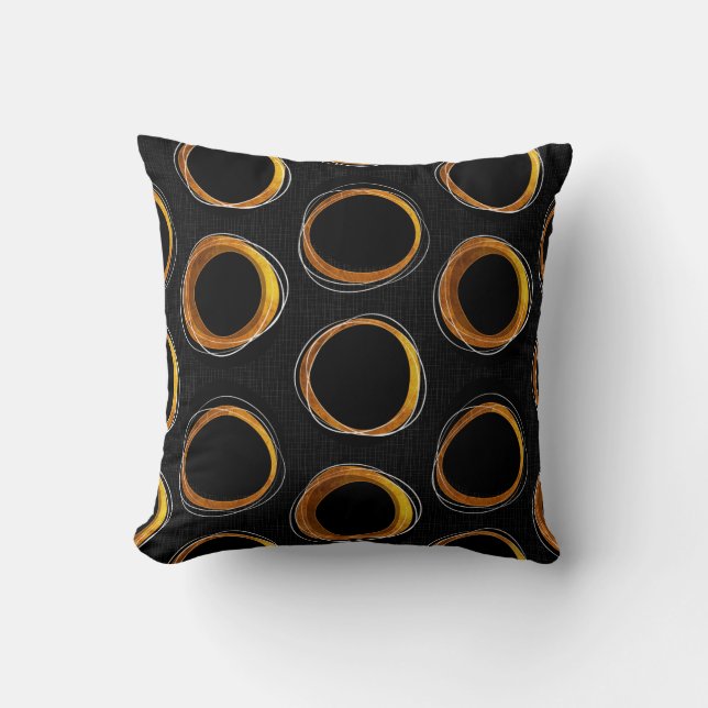 Almofada Solar Eclipse Mid-Century Modern Black & Gold (Frente)