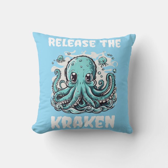Almofada Solte o KRAKEN! Octopus bonito (Frente)