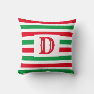 Almofada Solteiro Design inicial verde-claro e vermelho-ver
