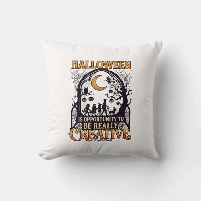 Almofada Sombra Criativa de Crianças de Halloween Lua Cresc (Frente)