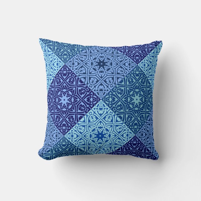 Almofada Sombras do padrão azul (Frente)