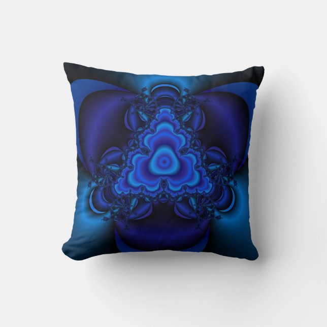 Almofada Sombras do travesseiro fractal azul (Frente)
