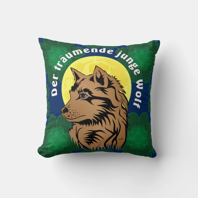 Almofada sonhado filhote de lobo (Frente)