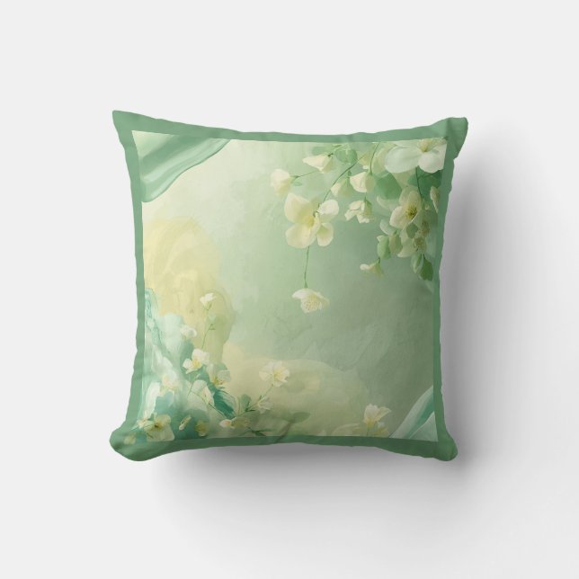 Almofada Sonhador Soft Sage e Floral Verde Menta  (Frente)