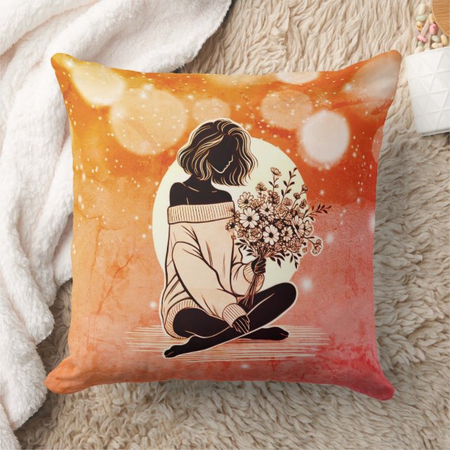 Almofada Sonhadora Elegância Rosa: Uma Reflexão Silenciosa  (Cobertor)