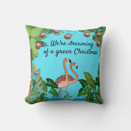 Almofada Sonhando com Flamingo de Natal Verde Personalizado