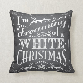 Almofada Sonhando com um feriado de quadro de Natal branco