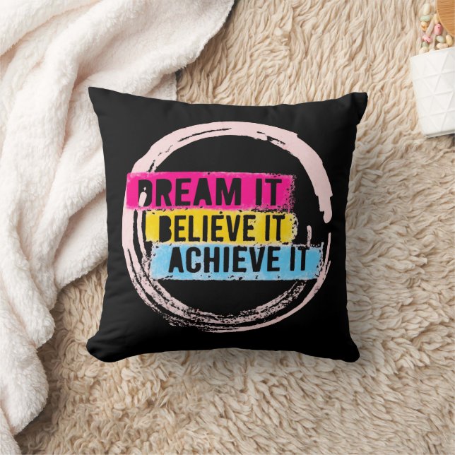 Almofada "Sonhe, Acredite, Consiga Motivação (Cobertor)