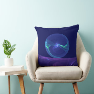 Almofada Sonho Abstrato Roxo Azul Luminoso Arte Fractal