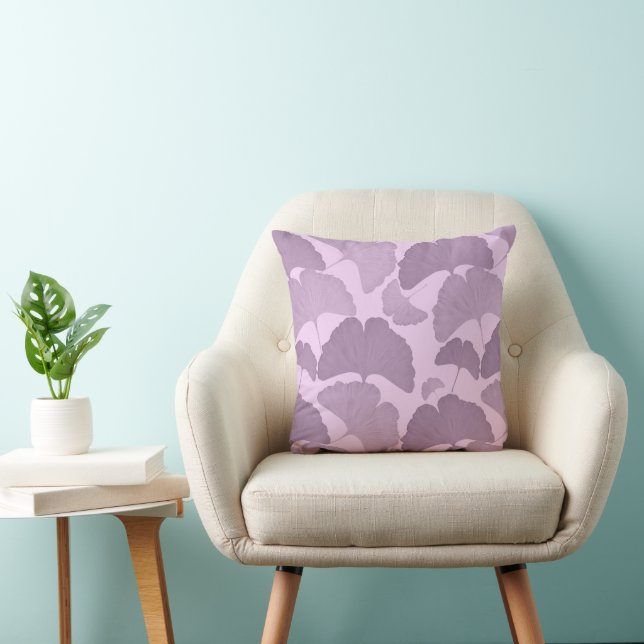 Almofada Sonho Botânico de Ginkgo Roxo Suave 1 (Cadeira)