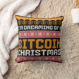 Almofada Sonho com um padrão de kit Faux CHRISTMAS BITCOIN