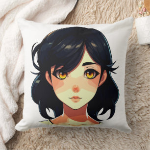 Almofada Sonho de Anime Romântico: Beleza de Cabelo Azul