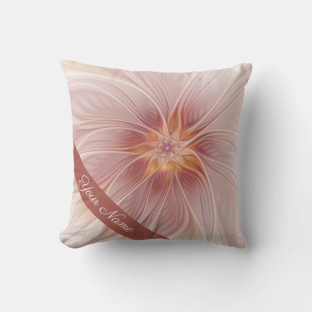 Almofada Sonho Floral Rosa Suave Abstrato Moderno Nome de F (Frente)