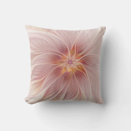 Almofada Sonho Floral Rosa Suave Arte Fractal Abstrata Flor