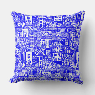 Almofada Sonho Urbano - Azul em Branco
