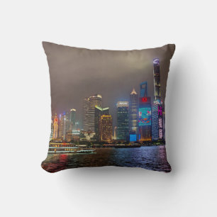 Almofada Sonhos Elétricos - Futurística Shanghai Skyline, A