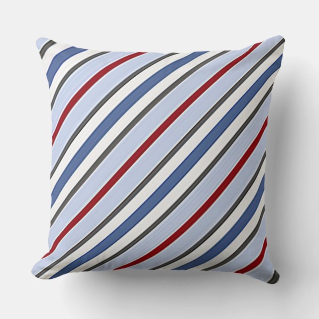 Almofada Soothing Blue w/Red Stripe Throw Pillow (Frente)