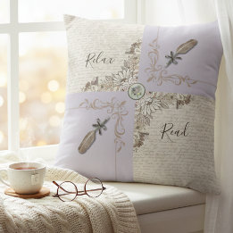 Almofada Sophisticated Lavender Cozy Book Lovers Accent