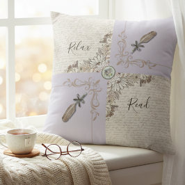Almofada Sophisticated Lavender Cozy Book Lovers Accent