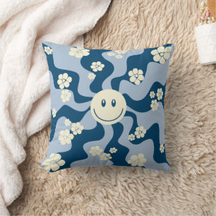 Almofada Sorria - Azul Escuro, Azul Claro e Creme