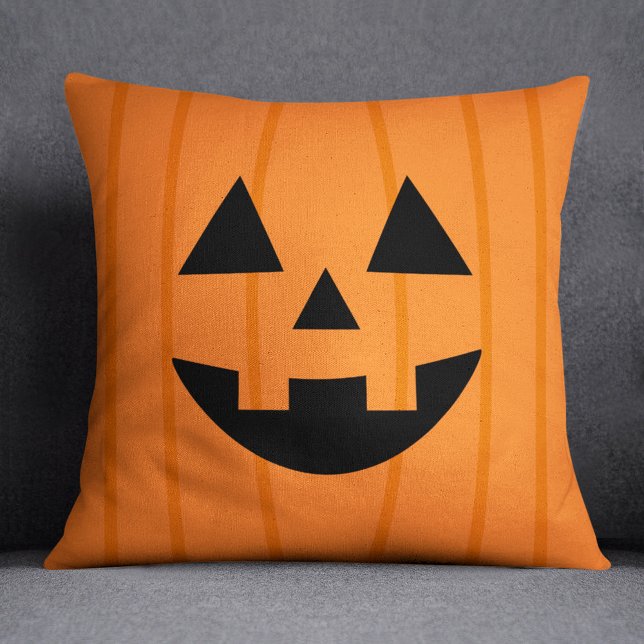 Almofada Sorriso de Abóbora Laranja Feliz Halloween (Criador carregado)